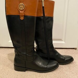 Tommy Hilfiger Black and Tan Boots